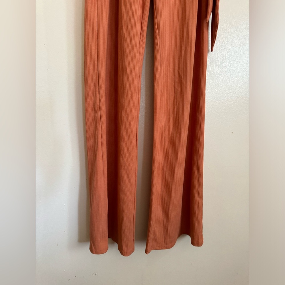 Lovers + Friends Langley Peach Halter Tie-Waist Ribbed Jumpsuit - Picture 7 of 9